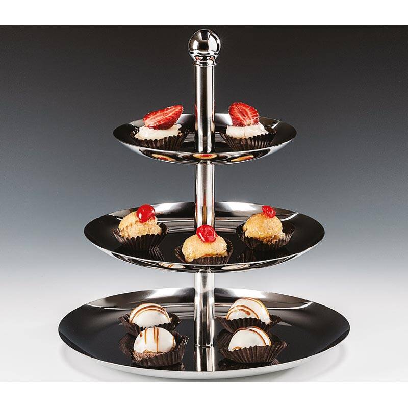 Zicco OMD-354 3 Katlı Teşhir Sunum Standı, Gümüş Renk, 16x21x26x30 cm - 1