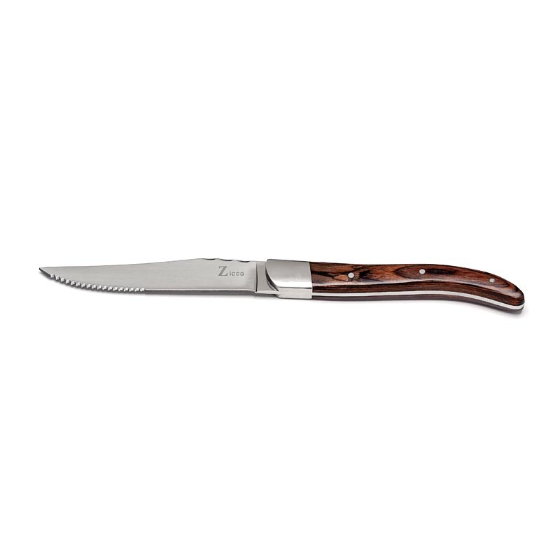 Zicco ST-01 Steak Bıçak, 22.5 cm, Ahşap Saplı, Koyu Renk - Zicco