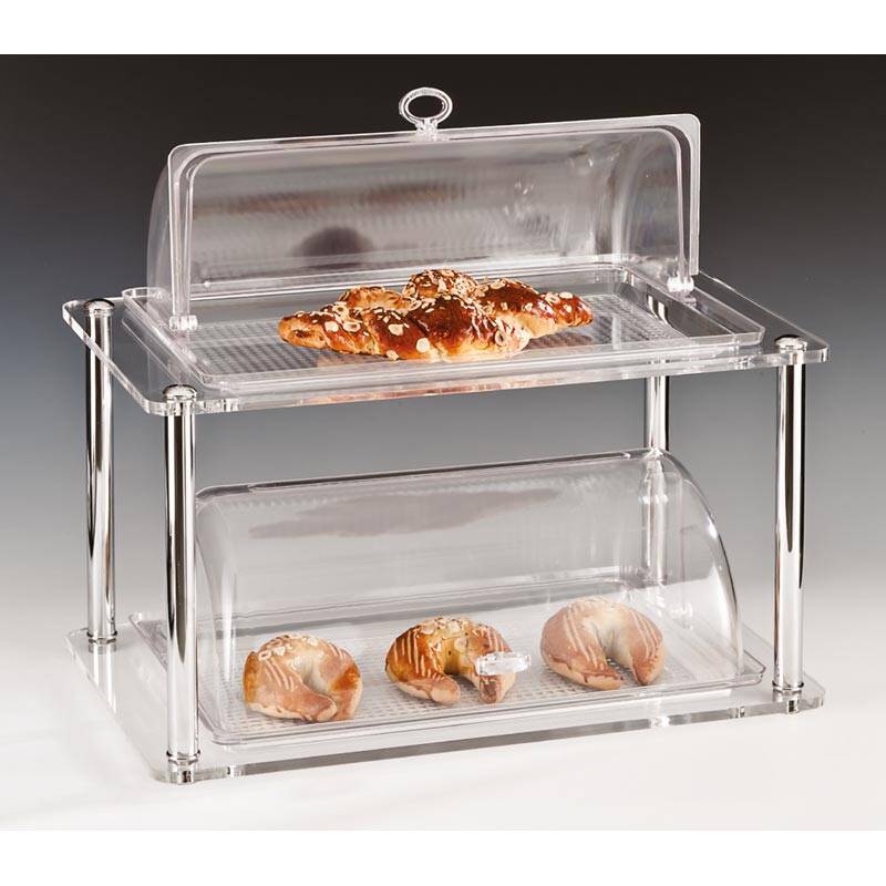 Zicco ZCP-272 Teşhir Standı, Akrilik Rolltop Kapaklı, 2 Katlı, Polikarbon, 32x52x46 cm - 1