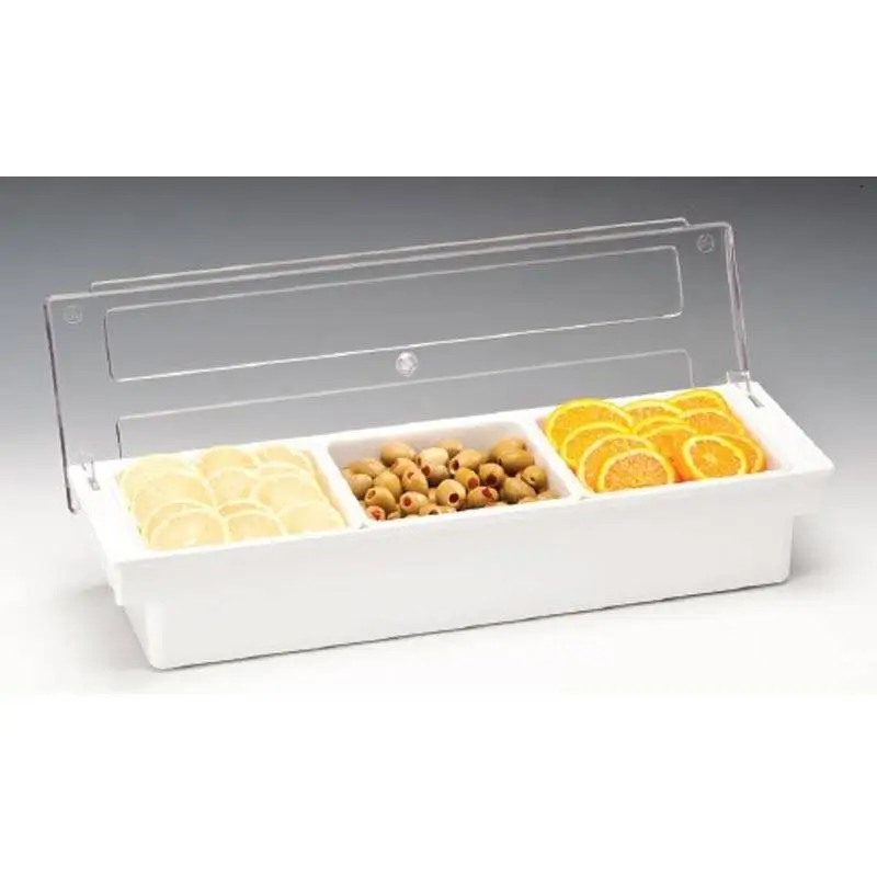 Zicco ZCP-303 Kapaklı Bar Konteyner, 3 Bölmeli, Polikarbon, Beyaz, 50x16x9.5 cm - 1