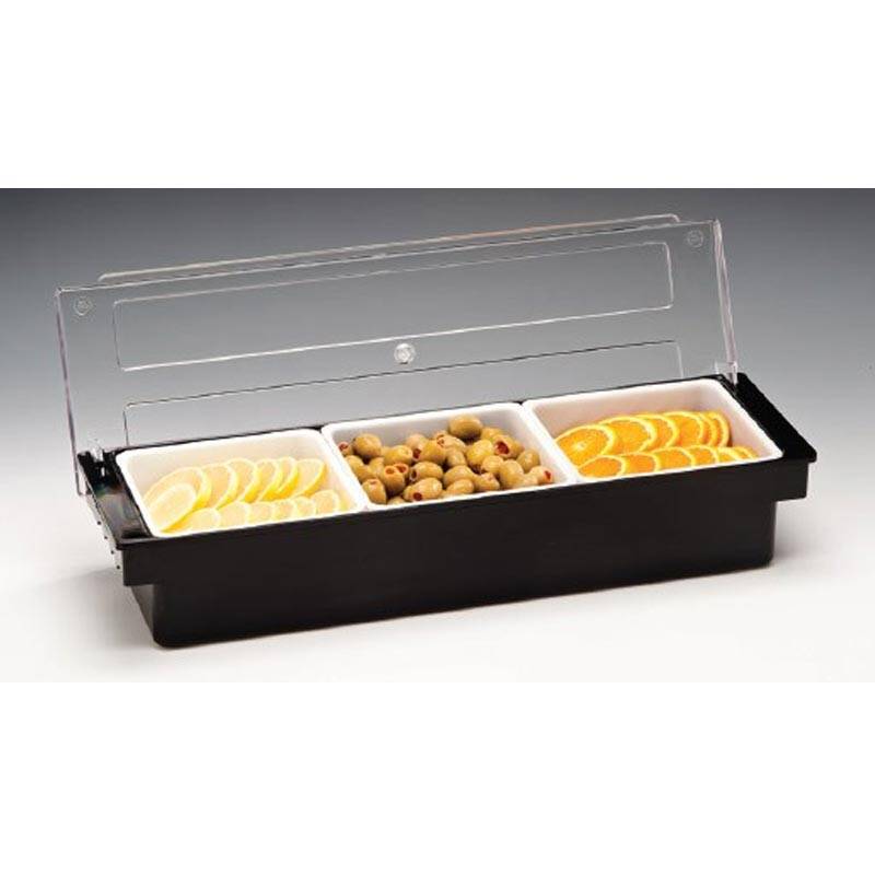 Zicco ZCP-303 Kapaklı Bar Konteyner, 3 Bölmeli, Polikarbon, Siyah, 50x16x9.5 cm - 1