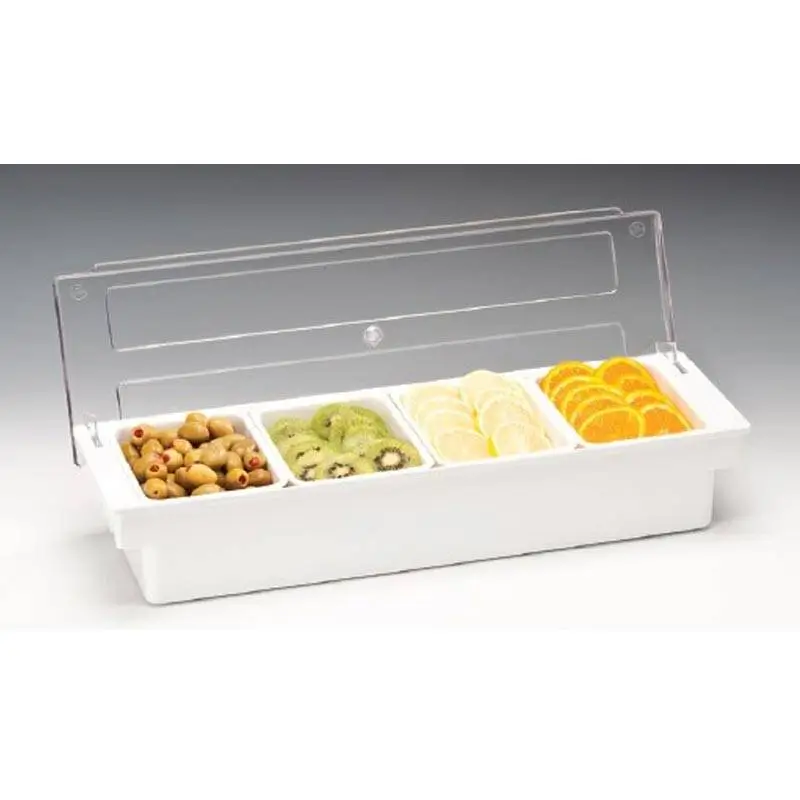 Zicco ZCP-304 Kapaklı Bar Konteyner, 4 Bölmeli, Polikarbon, Beyaz, 50x16x9.5 cm - 1