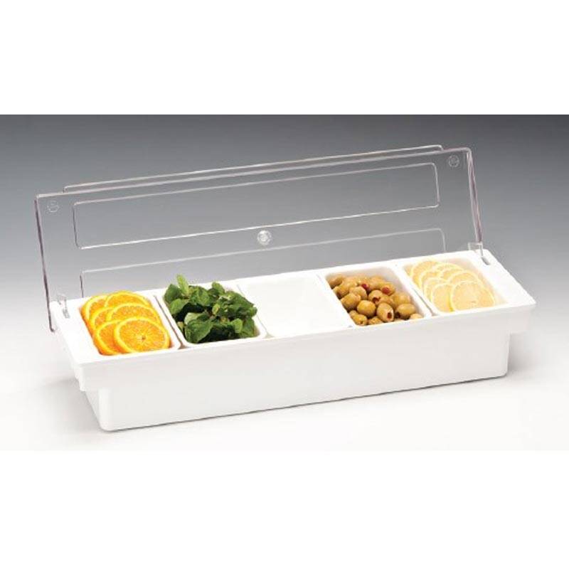 Zicco ZCP-305 Kapaklı Bar Konteyner, 5 Bölmeli, Polikarbon, Beyaz, 50x16x9.5 cm - 1