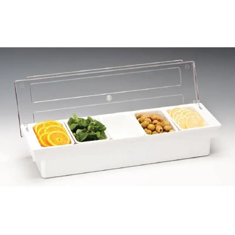 Zicco ZCP-305 Kapaklı Bar Konteyner, 5 Bölmeli, Polikarbon, Beyaz, 50x16x9.5 cm - 1