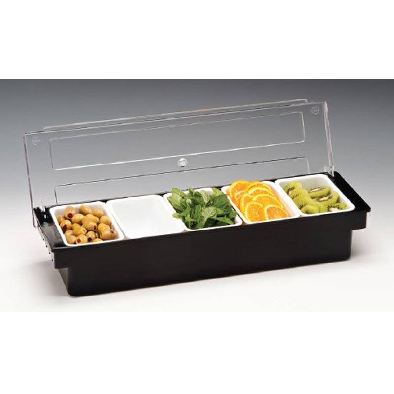 Zicco ZCP-305 Kapaklı Bar Konteyner, 5 Bölmeli, Polikarbon, Siyah, 50x16x9.5 cm - 1