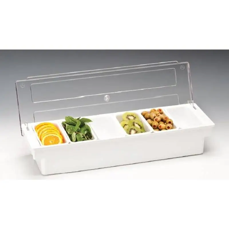 Zicco ZCP-306 Kapaklı Polikarbon Bar Konteyner, 6 Bölmeli, Beyaz, 50x16x9.5 cm - 1