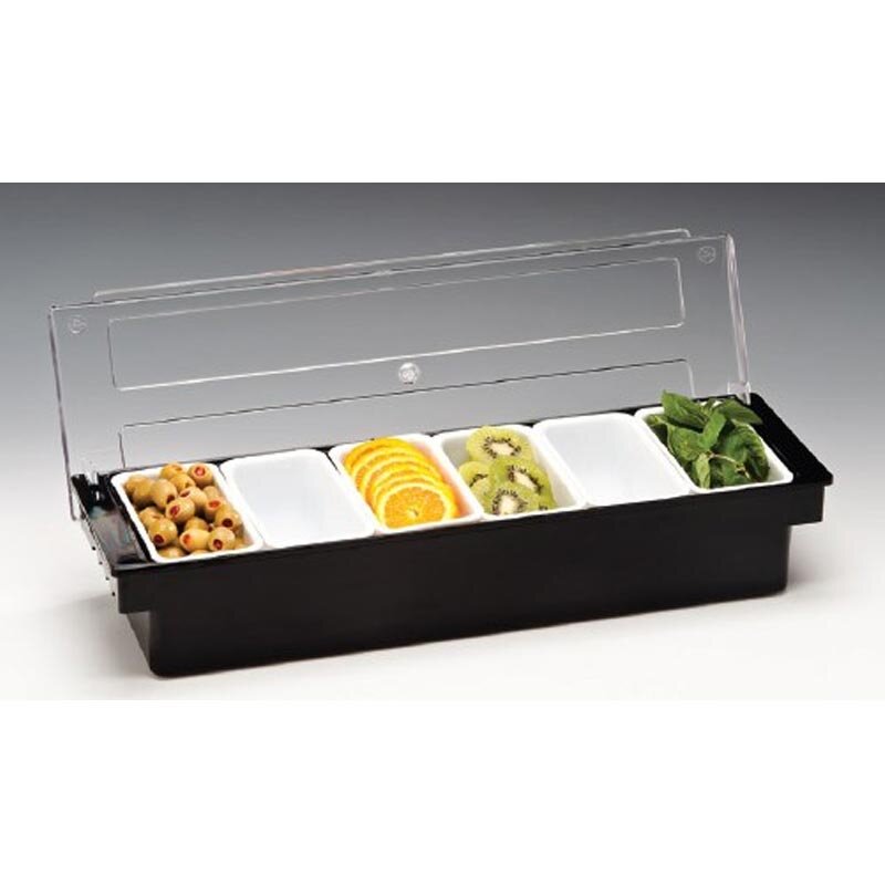 Zicco ZCP-306 Kapaklı Polikarbon Bar Konteyner, 6 Bölmeli, Siyah, 50x16x9.5 cm - Zicco