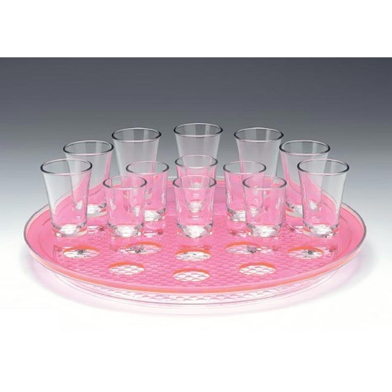 Zicco ZCP-312 Shot Servis Standı, Polikarbon Tepsili, 21’li, Pembe, 34 cm - Zicco