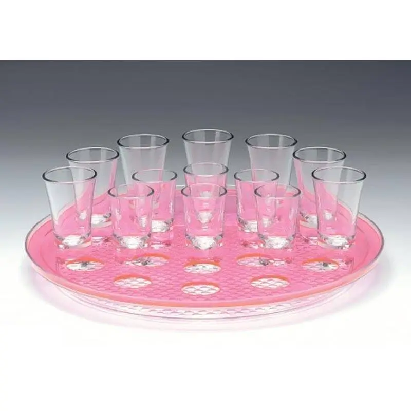 Zicco ZCP-312 Shot Servis Standı, Polikarbon Tepsili, 21’li, Pembe, 34 cm - 1