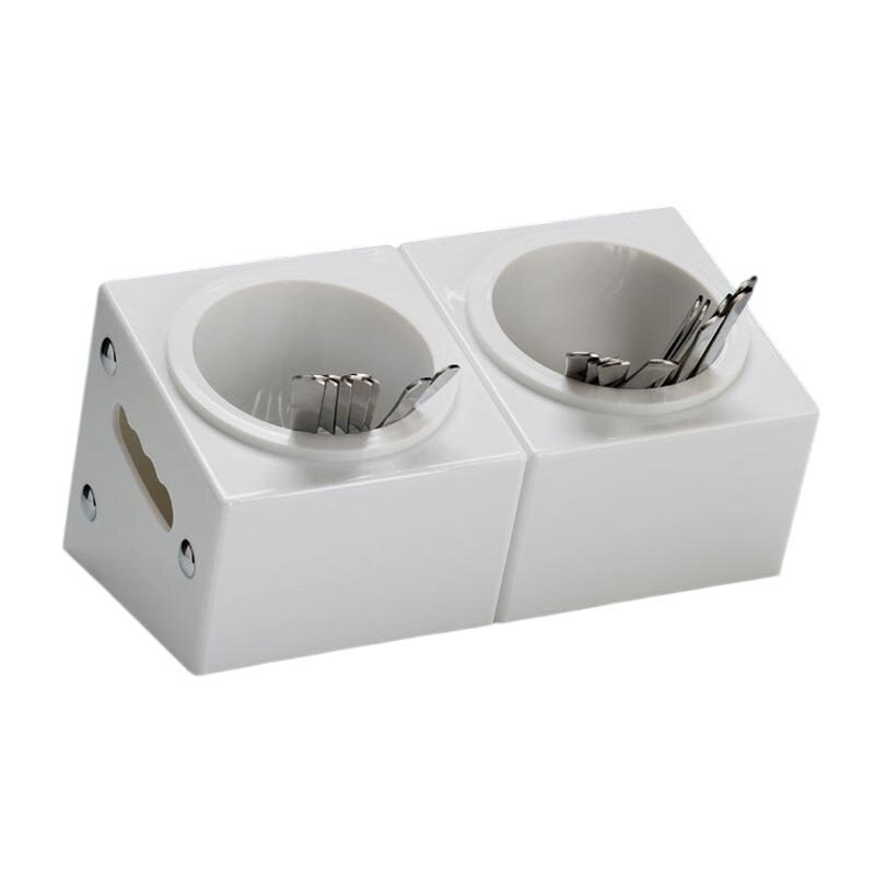 Zicco ZCP-341 Çatal Kaşık Standı, 2 Gözlü, Polikarbon, Beyaz, 33x18x18 cm - Zicco