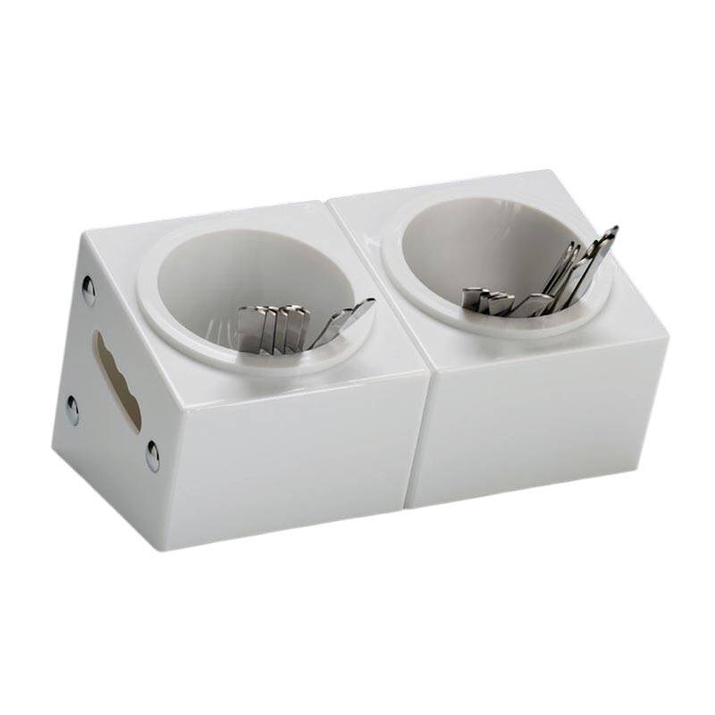 Zicco ZCP-341 Çatal Kaşık Standı, 2 Gözlü, Polikarbon, Beyaz, 33x18x18 cm - 1