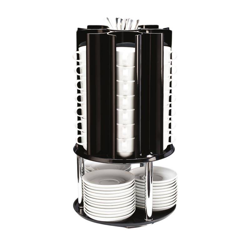 Zicco ZCP-362 Döner Fincan Tabak Kaşık Standı, Polikarbon, Siyah, 30x55 cm - 1