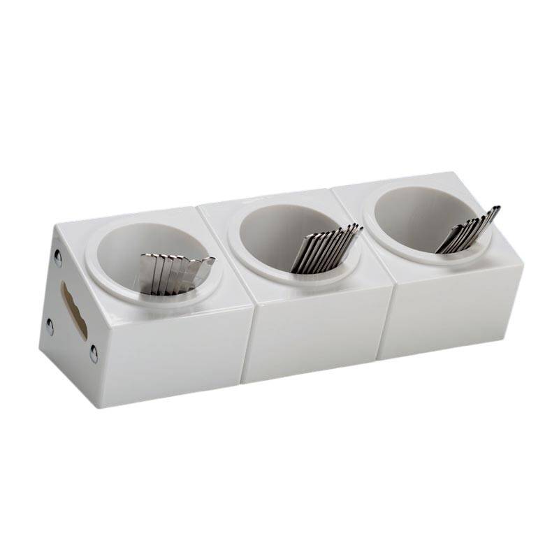 Zicco ZCP-390 Çatal Kaşık Standı, 3 Gözlü, Polikarbon, Beyaz, 48x18x18 cm - 1