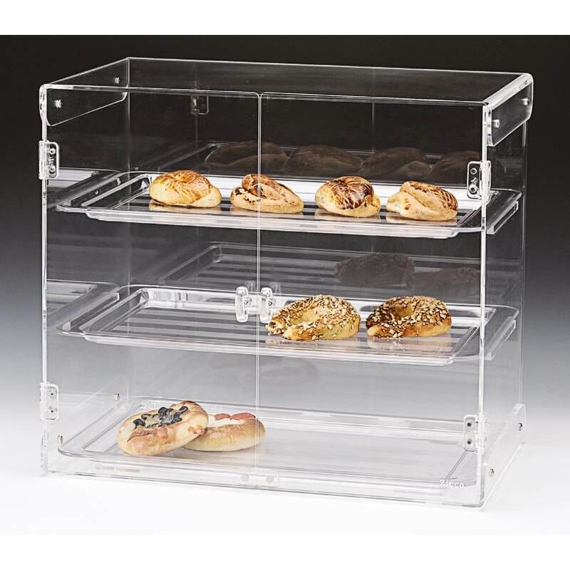 Zicco ZCP-429 Teşhir Standı, Tepsili, Kapaklı, 3 Katlı, Polikarbon, Şeffaf, 57x38x50 cm - Zicco