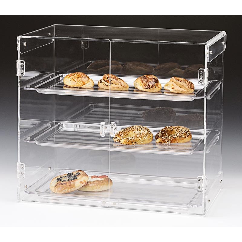 Zicco ZCP-429 Teşhir Standı, Tepsili, Kapaklı, 3 Katlı, Polikarbon, Şeffaf, 57x38x50 cm - Zicco