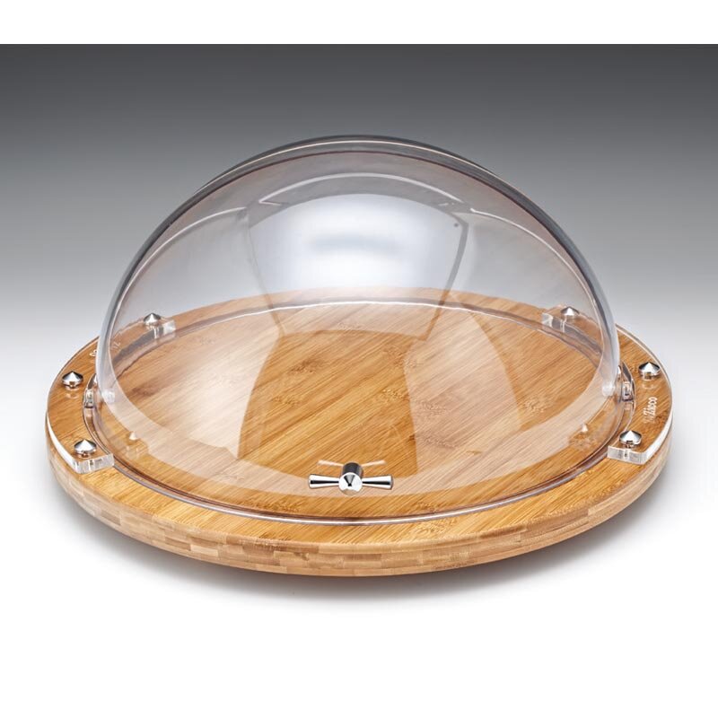 Zicco ZCP-530 Yuvarlak Fanus, Ahşap Altlı, Şeffaf Polikarbon Rolltop Kapaklı , 46 cm - Zicco