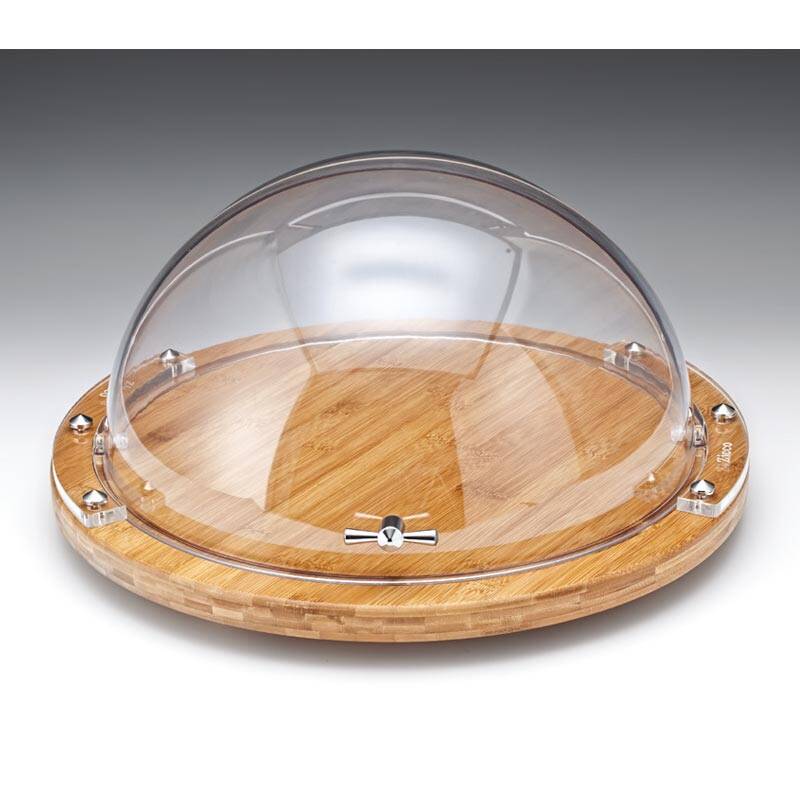 Zicco ZCP-530 Yuvarlak Fanus, Ahşap Altlı, Şeffaf Polikarbon Rolltop Kapaklı , 46 cm - 1