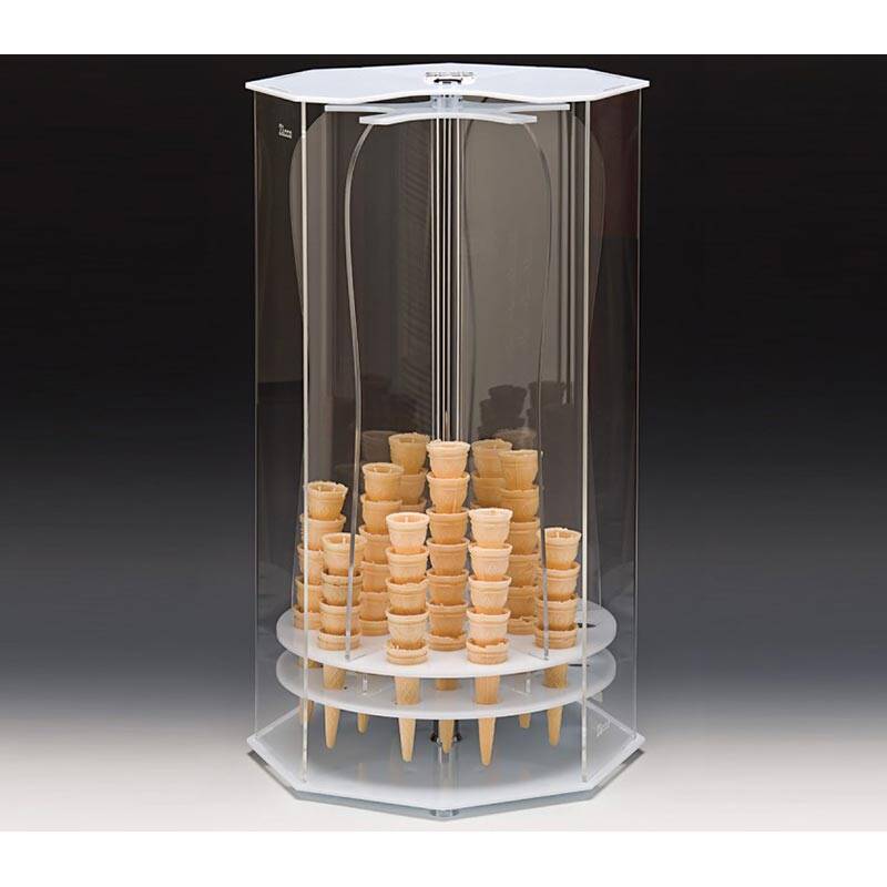 Zicco ZCP-561 Döner Akrilik Dondurma Külahlık, Şeffaf, 35x35x59 cm - 1