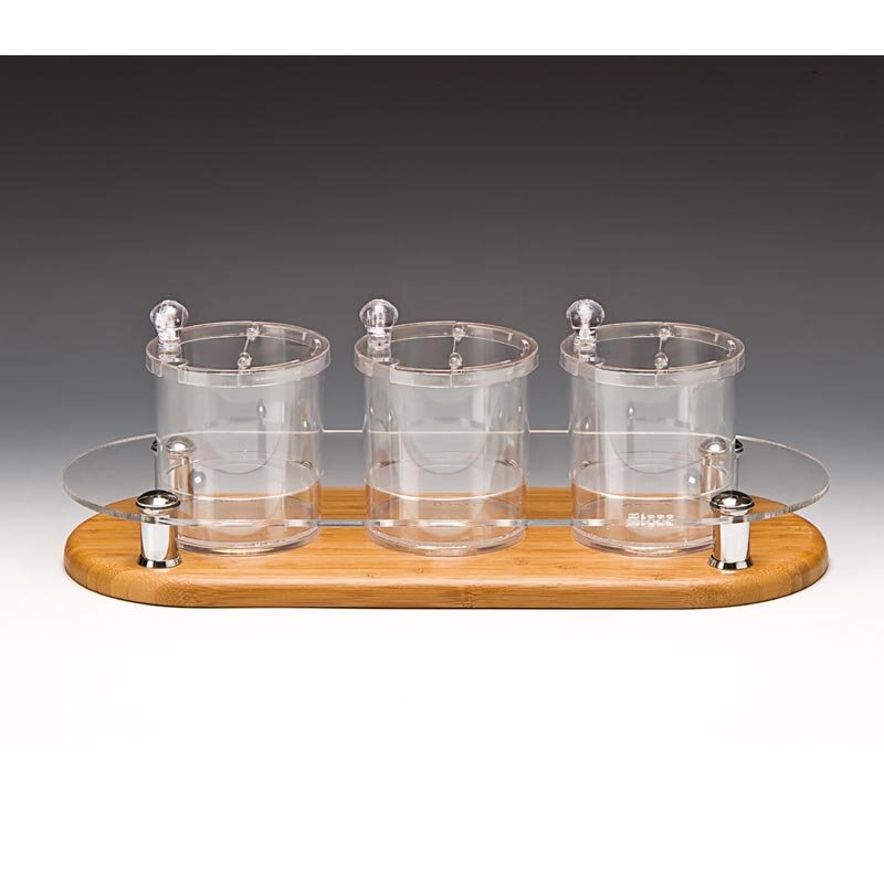 Zicco ZCP-576 Polikarbon Sosluk Reçellik Baharatlık Standı, Ahşap Altlı, 0.75 L, 48x19 cm - Zicco