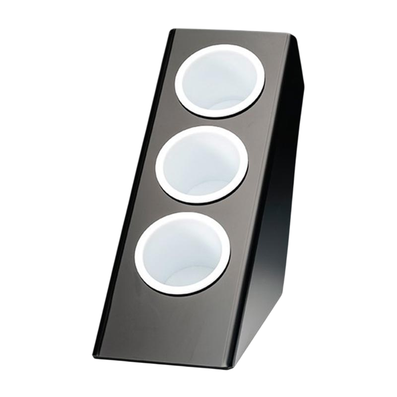 Zicco ZCP-644 Çay-Kahve Kaşık Standı, 3 Gözlü, Polikarbon, Siyah, 27x14.5 cm - 1