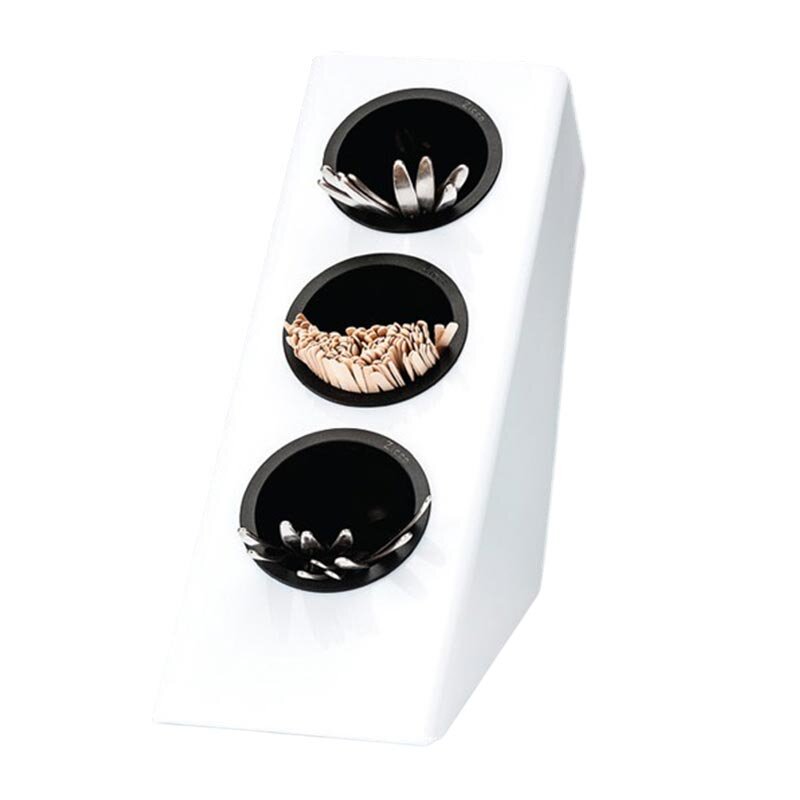 Zicco ZCP-644 Çay-Kahve Kaşık Standı, 3 Gözlü, Polikarbon, Beyaz, 27x14.5 cm - Zicco