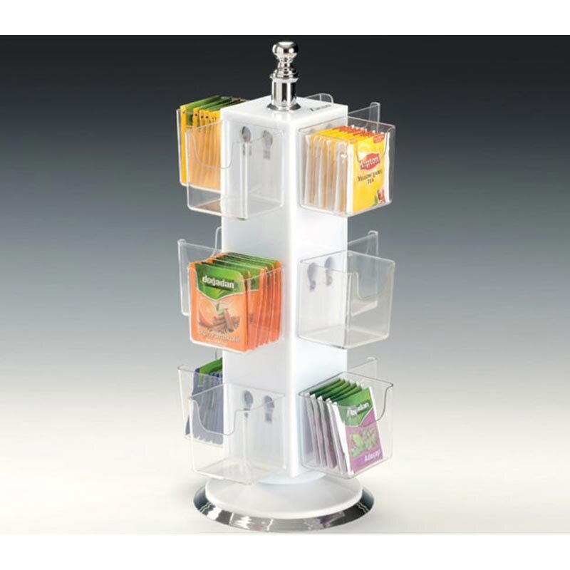 Zicco ZCP-651 Döner Poşet Çay Standı, 12 Bölmeli, Akrilik, Beyaz, 36 cm - Zicco