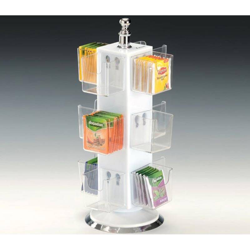 Zicco ZCP-651 Döner Poşet Çay Standı, 12 Bölmeli, Akrilik, Beyaz, 36 cm - 1