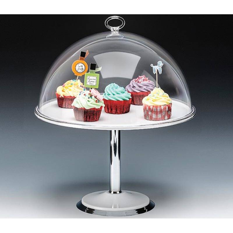 Zicco ZCP-656 Ayaklı Fanus, Polikarbon Kapaklı, Melamin Altlı, Beyaz, 33x39 cm - 1