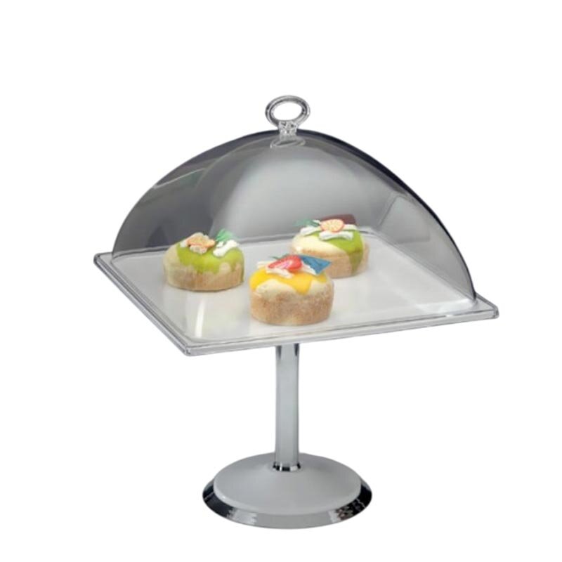 Zicco ZCP-669 Ayaklı Fanus Teşhir Standı, Polikarbon Kapaklı, Melamin Altlı, Beyaz, 30x30 cm - Zicco