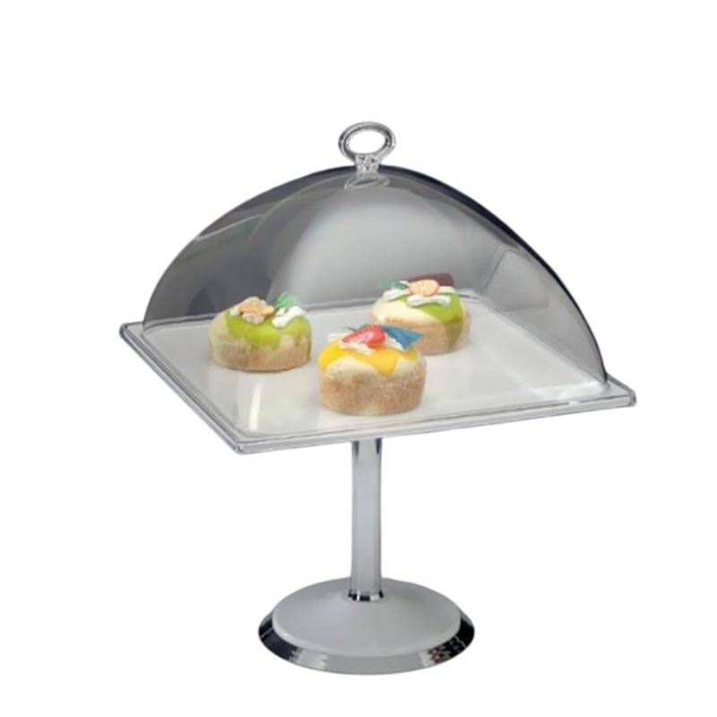 Zicco ZCP-669 Ayaklı Fanus Teşhir Standı, Polikarbon Kapaklı, Melamin Altlı, Beyaz, 30x30 cm - 1