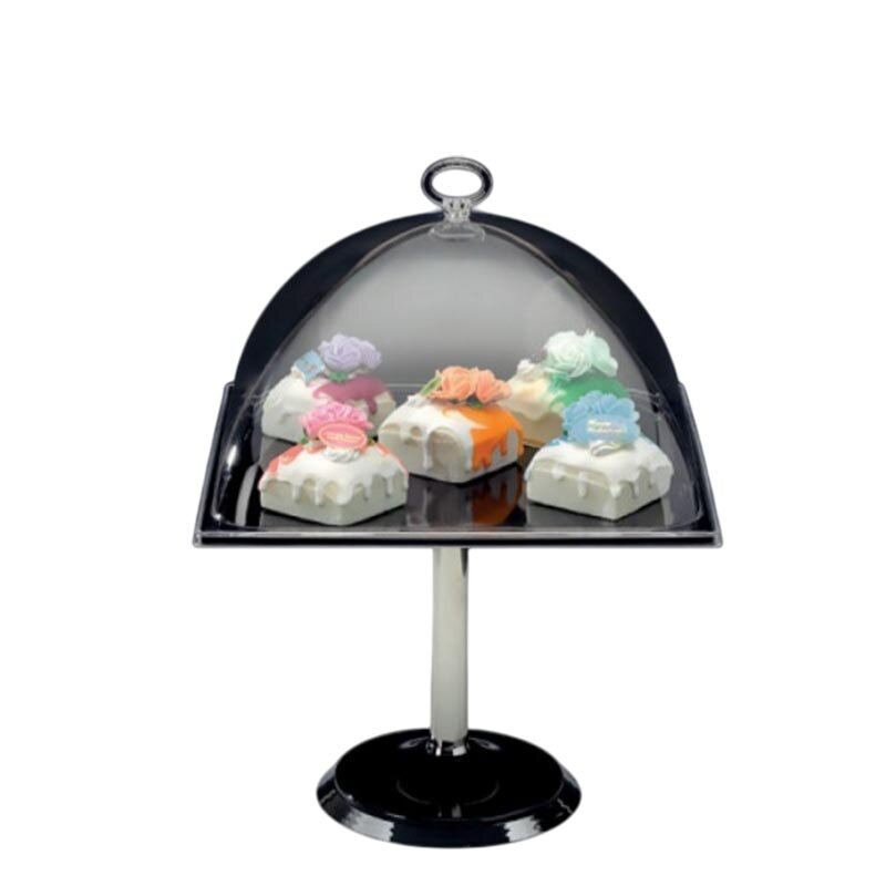 Zicco ZCP-669 Ayaklı Fanus Teşhir Standı, Polikarbon Kapaklı, Melamin Altlı, Siyah, 30x30 cm - Zicco