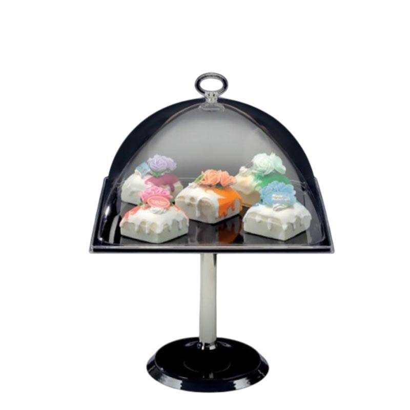 Zicco ZCP-669 Ayaklı Fanus Teşhir Standı, Polikarbon Kapaklı, Melamin Altlı, Siyah, 30x30 cm - 1