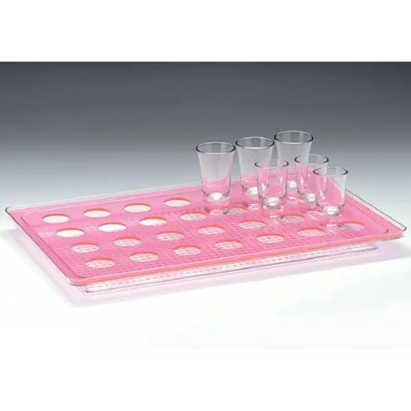 Zicco ZCP-678 Shot Servis Standı, Tepsili, Polikarbon, 28'li, Pembe, 44x8 cm - 1