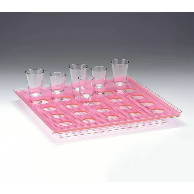Zicco ZCP-679 Shot Servis Standı, Tepsili, Polikarbon, Pembe, 25'li, 34x34 cm - 1