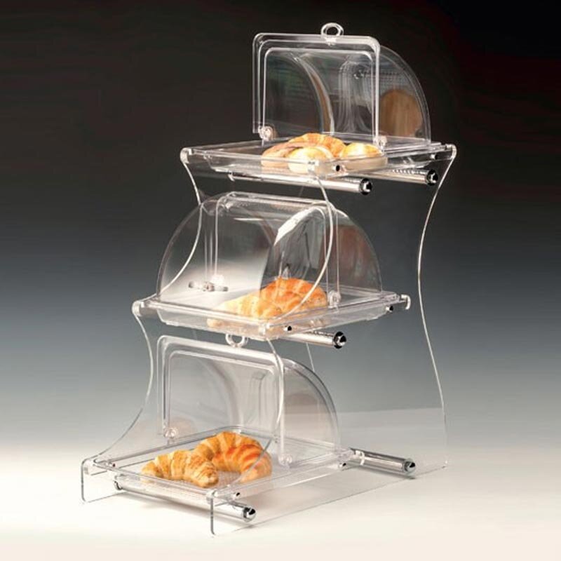 Zicco ZCP-728 3 Katlı Teşhir Standı, Polikarbon Fanuslu, Şeffaf, GN 1/2, 30x58x72 cm - Zicco