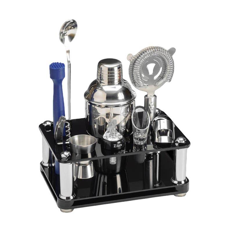 Zicco ZCP-760 Akrilik Standlı Bar Kokteyl Seti Takımı, Siyah, 9 Parça - 1