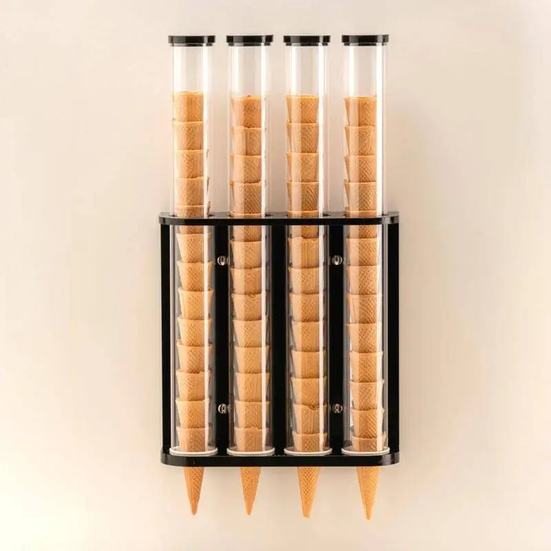 Zicco ZCP-801 Duvara Monte Dondurma Külahlık, Polikarbon, 4 Bölmeli, Akrilik Standlı, 10x32x57 cm - 1