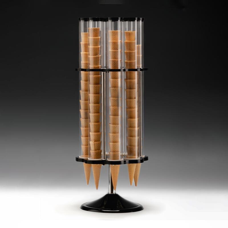 Zicco ZCP-803 Döner Dondurma Külah Standı, 8 Bölmeli, Siyah Akrilik Standlı, Polikarbon, 30x78 cm - Zicco