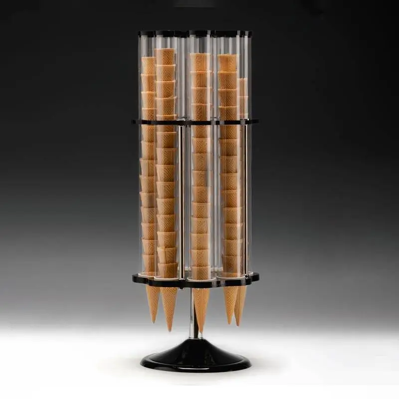 Zicco ZCP-803 Döner Dondurma Külah Standı, 8 Bölmeli, Siyah Akrilik Standlı, Polikarbon, 30x78 cm - 1