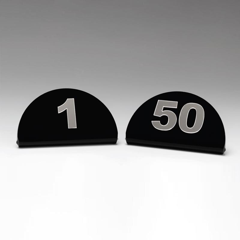 Zicco ZCP-810 Yarım Ay Masa Numarası, 1-50 Arası, Akrilik, Siyah, 10x5 cm - Zicco