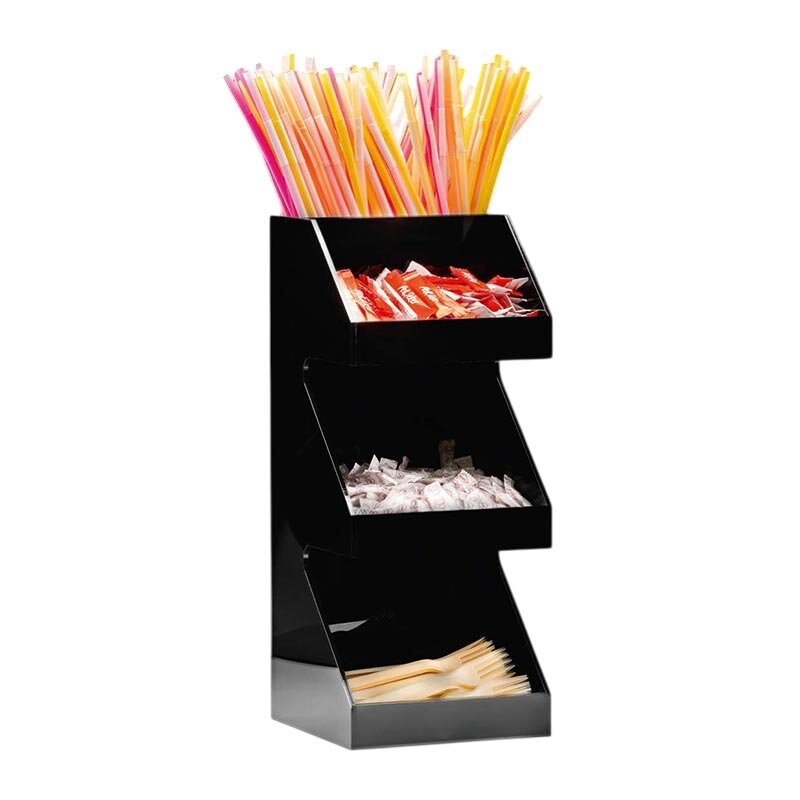 Zicco ZCP-814 Çok Amaçlı Teşhir Standı, 3 Katlı, Akrilik, Siyah, 20x20x48 cm - Zicco