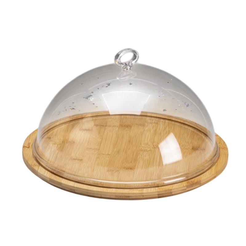 Zicco ZCP-858 Şeffaf Akrilik Kapaklı Fanus, Bambu Tabanlı, 33x16 cm - Zicco