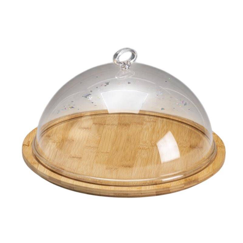 Zicco ZCP-858 Şeffaf Akrilik Kapaklı Fanus, Bambu Tabanlı, 33x16 cm - 1