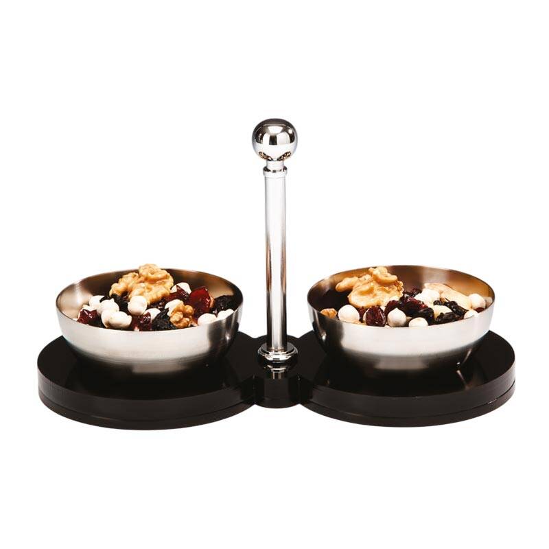 Zicco ZKC-09 Çelik Çerezlik, Siyah Akrilik Standlı, 2 Bölmeli - 1