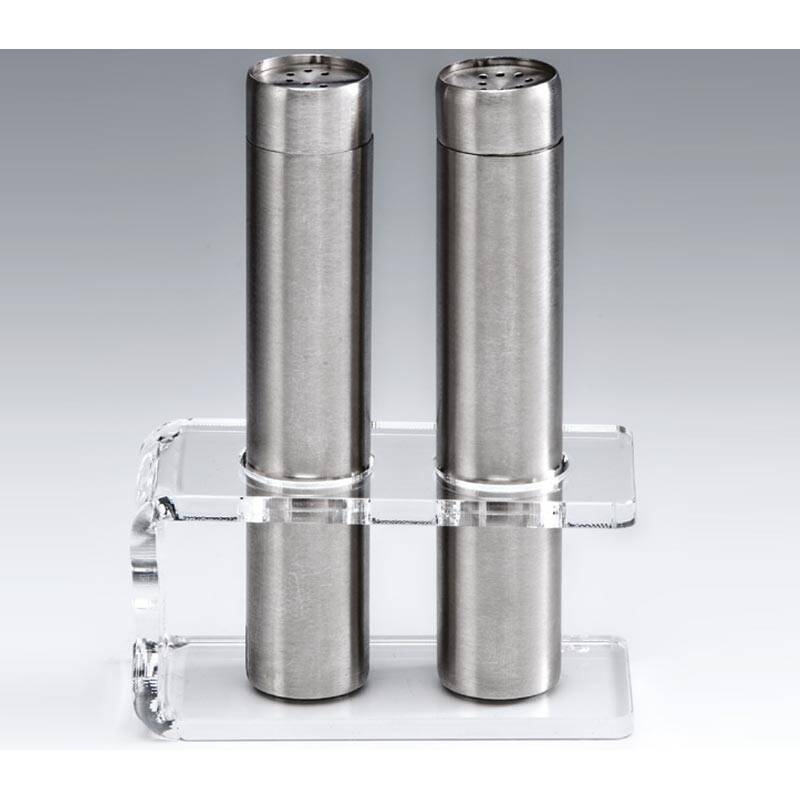 Zicco ZKC- 2700 Akrilik Standlı Tuzluk Biberlik Takımı, Gümüş Renk, 12 cm - 1