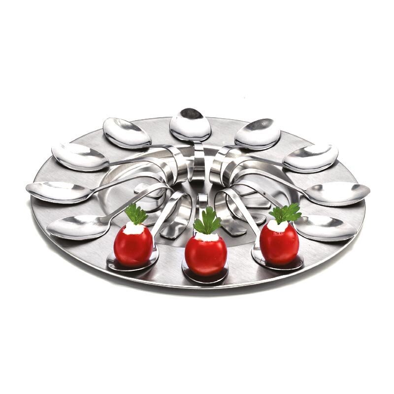 Zicco ZKC-2798 Tepsili Havyar Kaşık Takımı, Gümüş Renk, 12'li - Zicco