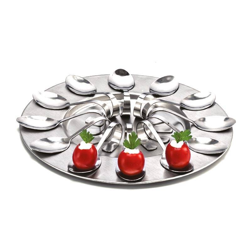 Zicco ZKC-2798 Tepsili Havyar Kaşık Takımı, Gümüş Renk, 12'li - 1