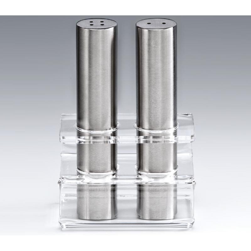 Zicco ZKC-7000 Akrilik Standlı Tuzluk Biberlik Takımı, Gümüş Renk, 13 cm - Zicco